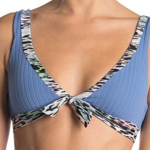 BECCA‎ Animal Instincts Tie-Front Bralette Bikini Top M